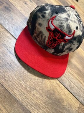 Chicago Bulls Hardwood Classics Snapback Hat Acid Wash Bleach Wash Dye